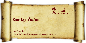 Kmety Ádám névjegykártya